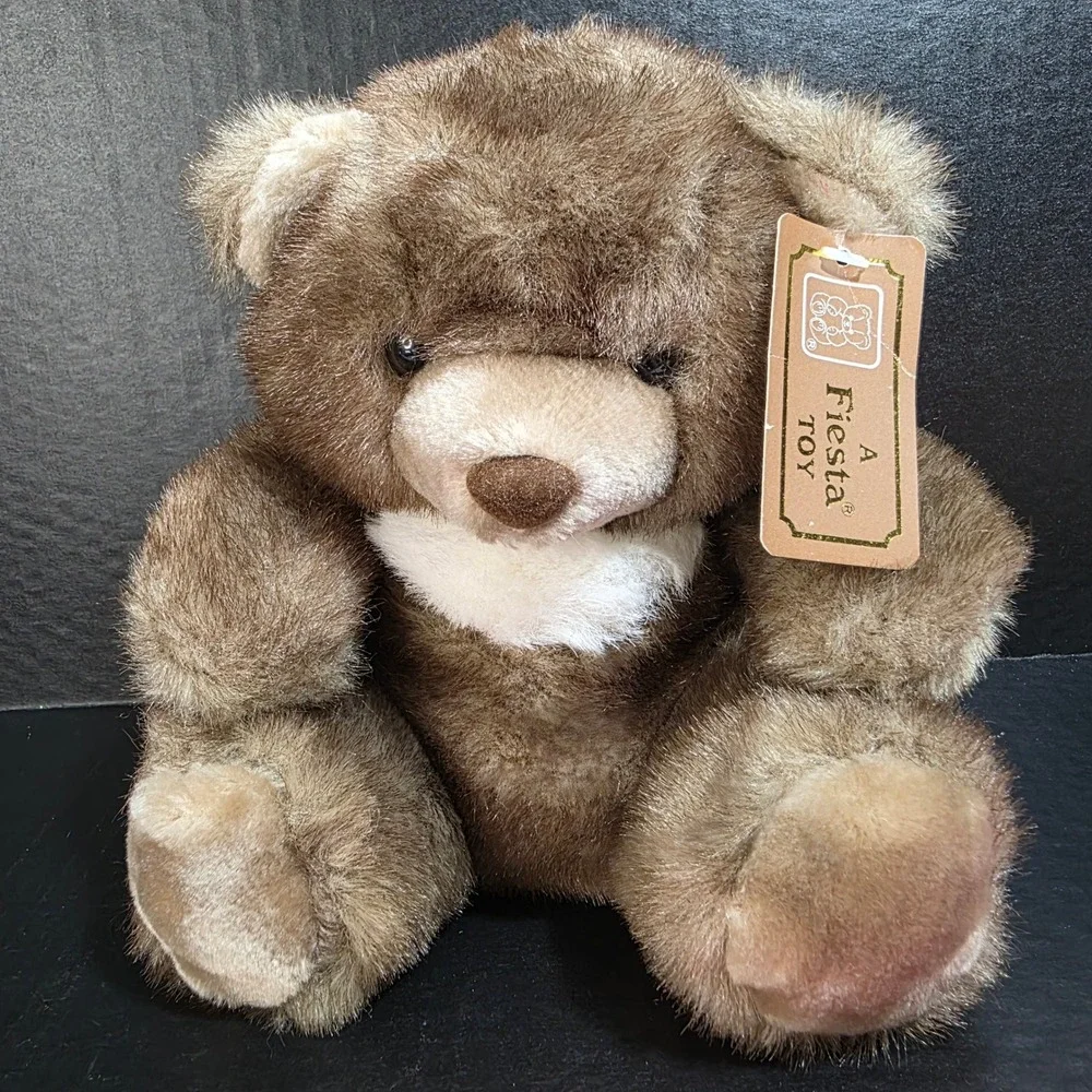 Fiesta Toy Sitting Bear Plush Kids 9 Inch Brown Ivory American Wego‎ 6455-71